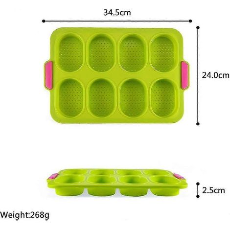 Mini plaque de cuisson à 8 compartiments, plaque à sablés, en silicone antiadhésif perforé, dimensions : 34,5 x 24 cm (1/3)