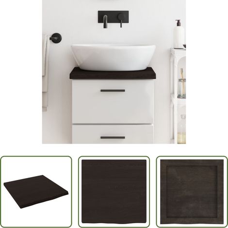 vidaXL Plan de travail en bois - Comptoir de salle de bain marron foncé bois massif traité (1/5)
