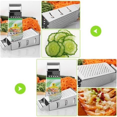 Râpe à boîte - Inox - Multifonction - 4 côtés - Légumes - Fruits - Fromages (1/5)