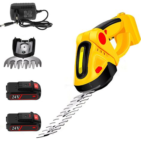 Decdeal Schnurloser Hedge -Trimmer 24V Elektrische Grasscher -Handheld -Cutter mit wiederaufladbaren Batterien und Ladegerät für Gartenrasen