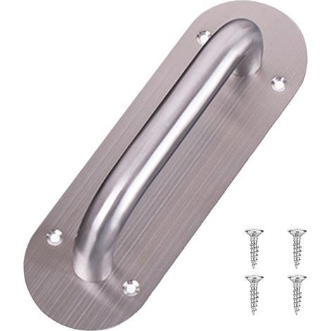 Tirador de puerta con placa trasera, tirador de puerta corredera de acero inoxidable de 28 cm con placa trasera, tirador de puerta corredera con placa para puertas de granero, armario, alacena, con V (1/5)