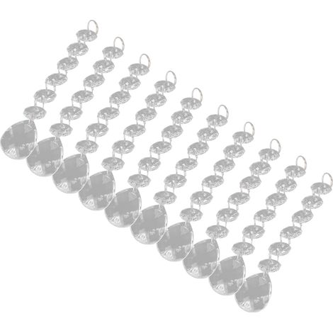 Pendentif transparent de rechange pour lustre plat en forme de larme de 16 cm, perles LED acryliques, lot de 10. (1/5)