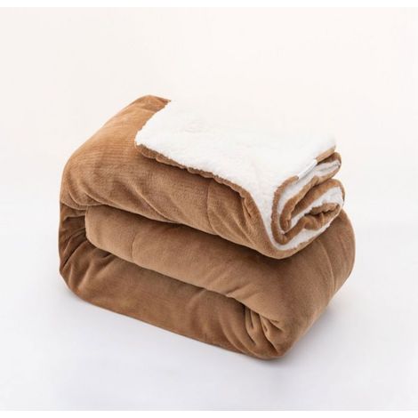Plaid Flanelle - Reversible Sherpa - Pour Canape Lit Fauteuil - 130 x 160 cm - Gris (1/4)