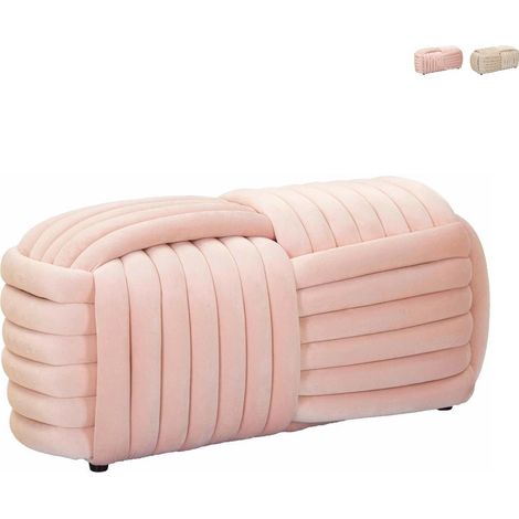 Pouf Panca Velluto Rosa Rettangolare Elegante Salotto Camera da Letto (1/5)
