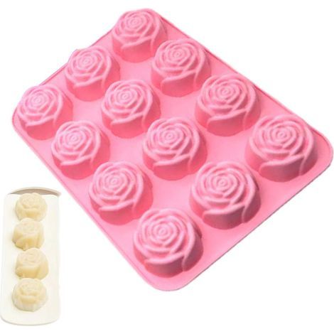 Eiswürfelformen – 12 Mulden, rosa Design – DIY-Backzubehör – Schokoladenformen – Tablett – Für Schokoladenmousse, Whisky, Cocktails, Bastelarbeiten, Kochen zu Hause und Restaurants (1/5)