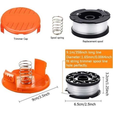 QORVA-4 pcs Bobines de Rechange de Tondeuse à Gazon Blanc Bobine de Remplacement à Alimentation Automatique en Nylon Bobine de Rechange pour Coupe-Bordure Coupe-Herbe, 1,65 mm de Diamètre