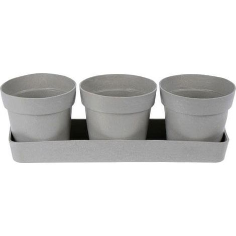 PROGARDEN macetas &43 bandeja bambu surtida lote 3 , Lote 3 macetas &43 bandeja bambú surtidaColores surtidos: se envía según disponibilidadFabricadas en fibras de bambú resist (1/2)