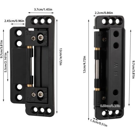 Set di 2 cerniere per porte a scomparsa regolabili CCYKXA - Cerniere per porte a scomparsa ultra sottili - Lega di zinco - Nero - Verniciatura a polvere - Moderno (1/4)