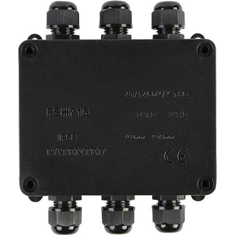 Boîte de Jonction étanche IP68, Boite de Derivation Etanche Exterieur, Boîtier de Connecteur de Câble 4 Voies Connexions pour Câble 9-12mm (1/4)