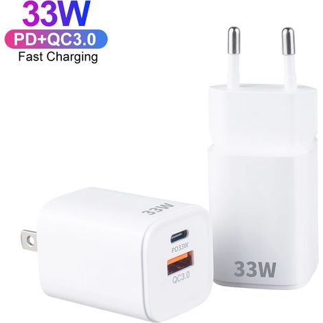 Mini GaN Tech 33W GaN Type C Charge rapide pour tous les téléphones portables PPS USB C Double port Chargeur portable à puissance rapide【COPL】 (1/5)