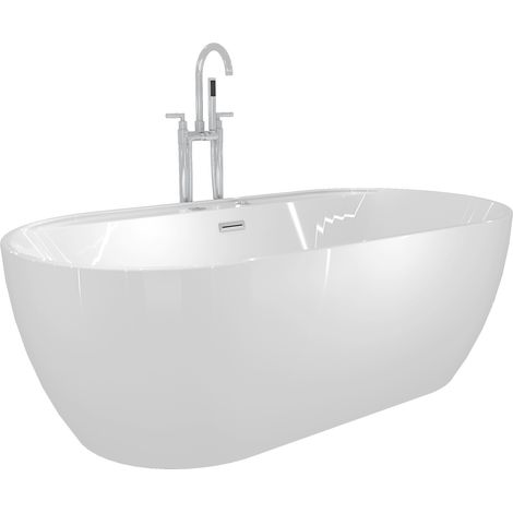 freistehende Badewanne Wanne F29 180x90cm Whirlpool Luft & Wasser mit Armatur AF03