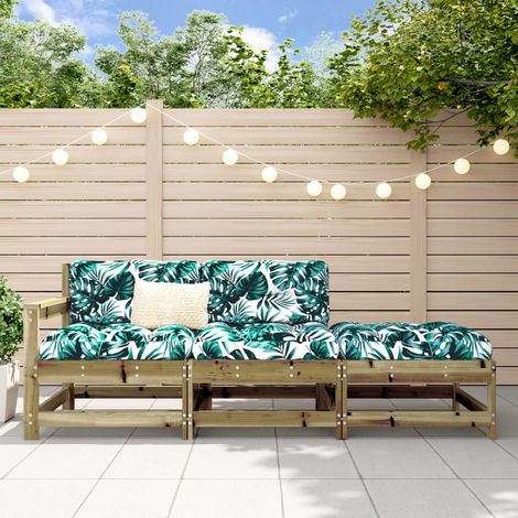 3 pcs Salon de jardin avec coussins,Salon d'extérieur,Ensemble Meuble de Jardin bois de pin imprégné DGBDF618362 (1/5)