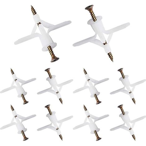 Chevilles plastique pour plaques de plâtre – Lot de 100 pièces avec 100 vis incluses – Résistantes à la corrosion (1/5)