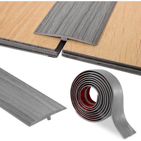 PVC Profilé en T Barre de Seuil, Profilé de Transition Autocollant, 5cm x 300 cm, Pour Seuils de Porte et Sols de Raccordement (1/5)