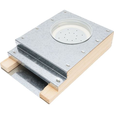 Distributeur d'entrée pour ruche en bois de hêtre et aluminium - Compatible jarres inversées - Kit alimentation frontale pour apiculteurs (1/5)