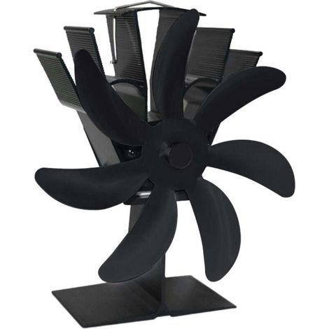 Fireplace and stove accessories, economical fireplace fan, 7 wood circulation fans, hot wood burner for efficient heat distribution, logs/firewood/pellets, black