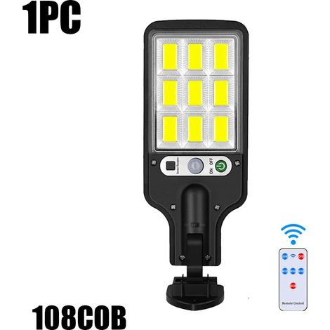 (1PC)108COB Lampadaire solaire extérieur sans fil avec détecteur de mouvement et 3 modes, compatible avec porte d'entrée, jardin et porche (1/5)