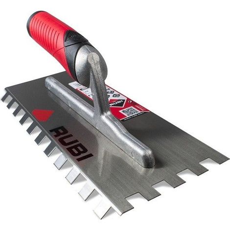 Kamm mit Stahlkleber 28 cm – Geneigte Zähne 10x10 cm – Griff Rubiflex – Rubi