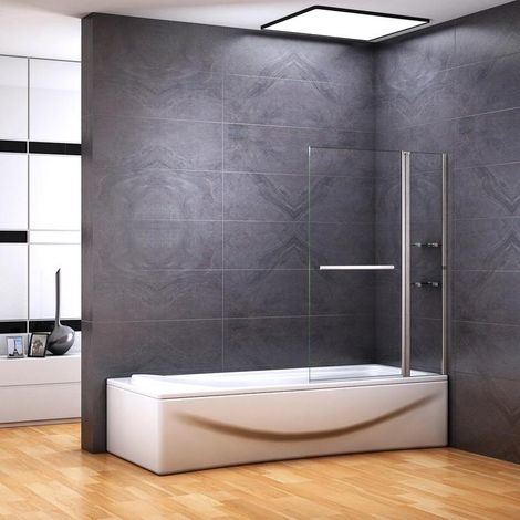 100x140cm Accesorio para Bañera de, partición de ducha giratoria de pared de ducha de pared plegable de 2 partes (1/5)