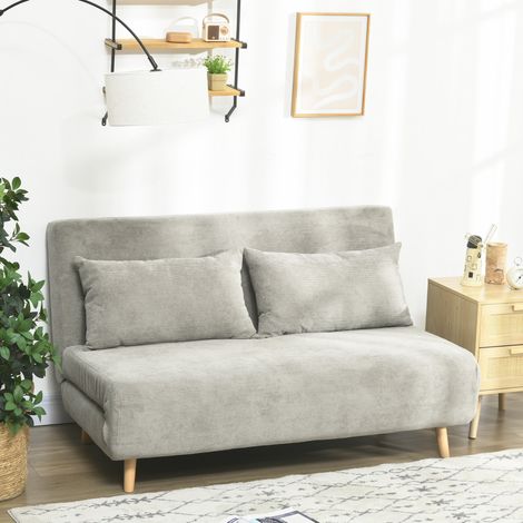 Canapé convertible salon couchage 141 cm gris polyester OKMYHOME (1/3)