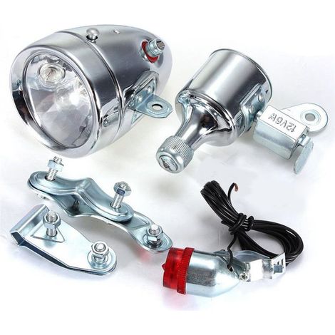 Kit faro anteriore e posteriore autogenerante per bicicletta 12V 6W - Kit di luci autogeneranti basate sull'attrito - Perfetto (1/5)