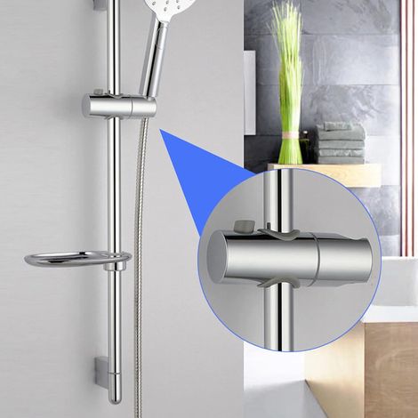 Support de pommeau de douche réglable en hauteur compatible avec barre coulissante, rotation 360 degrés, chrome poli (1/5)