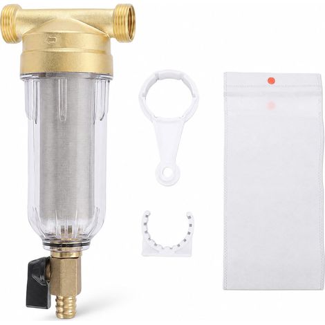 Filtre à Contre-courant pour Eau, 50 µm, G3/4 Mâle et G1/2 Femelle, Raccords en Laiton (1/5)