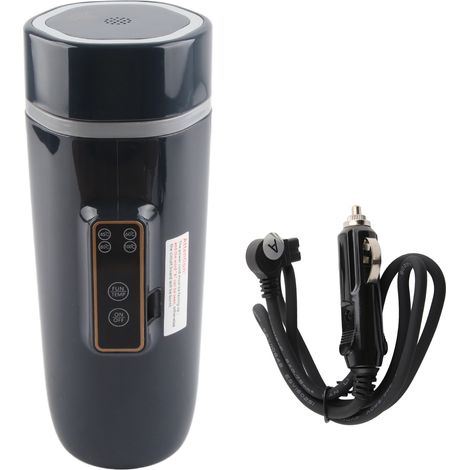 Bouilloire électrique de voyage 350 ml avec affichage numérique, antidérapante, étanche et portable, idéale pour les voyages en extérieur. 24 V, 140 W, noire et bleue. (1/5)