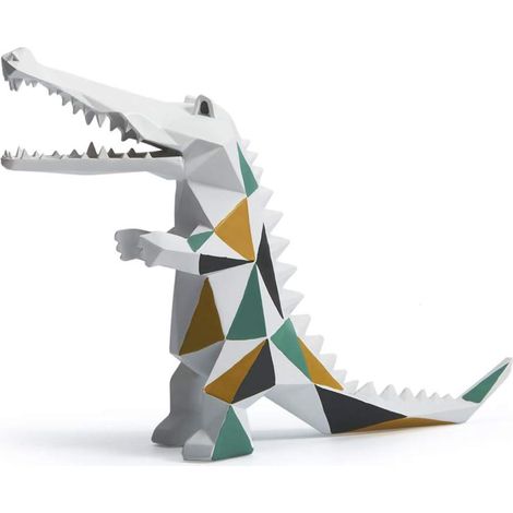 Statue Crocodile Décorative Résine Animaux Figurine Art Sculpture Cadeau 17cm Ornement Sauvage (1/5)