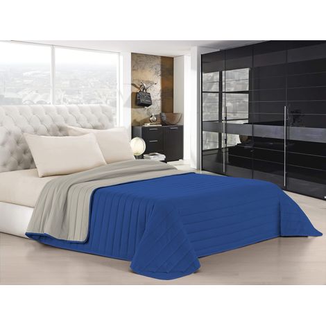 Trapuntino Estivo Linea Elegant Made in Italy Copriletto Stampato in Morbida Microfibra - Trapunta Primavera Estate Mezza Stagione - Piazza e Mezza 220x270cm, Royal/Grigio Chiaro (1/5)