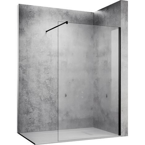 SONNI 140x200cm Walk in Duschwände schwarz matt Dusche Duschabtrennung mit 10mm Nanobeschichtung glas mit Haltestange (1/5)