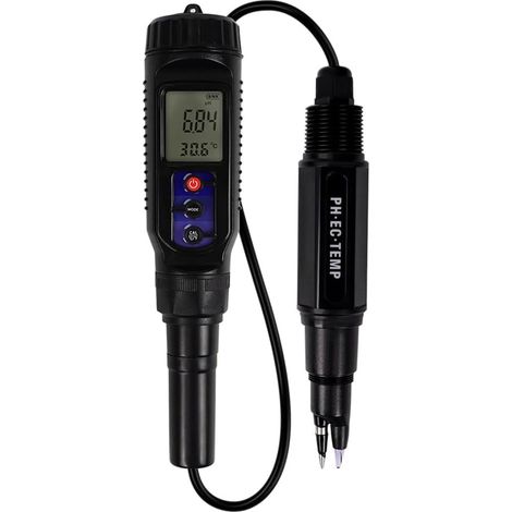 Testeur de Qualité Du Sol et de L'Eau, Numérique PH/EC/TEMP, Testeur Multi-Fonction pour Mesurer le PH dans les Aquariums, les Piscines et la Pâte. (1/5)
