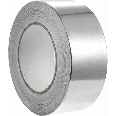Ruban adhésif en feuille d'aluminium résistant aux hautes températures, argenté, pour l'étanchéité des conduits d'aération. Usage multiple. Imperméable, ignifuge, résistant à la chaleur. Colle à base (1/4)