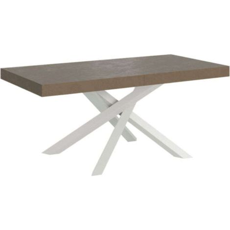 Tavolo allungabile 180/284x90 cm Volantis tortora gambe bianche