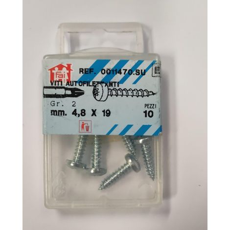 ORECA - 10 VITI PER METALLO AUTOFILETTANTI - TESTA CILINDRICA BOMBATA 4,8X19MM - ACCIAIO CEMENTATO ZINCATO