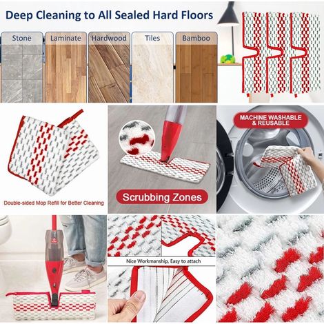 Lot de 3 recharges pour balai Vileda O Cedar ProMist Max en microfibre réutilisable lingettes de remplacement lavables compatibles avec tous les types de sols pour le nettoyage de la maison (1/5)