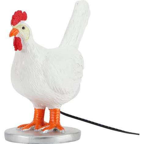 Lampada notturna a LED a forma di uovo di gallina, in resina bianca, 15,5x14x6 cm, alimentata tramite USB, decorazione per la casa, idea regalo. (1/4)