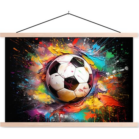 TEXTILE WALL ART Soccer - Paint - Colors - Black - White 60x40 cm (1/3)