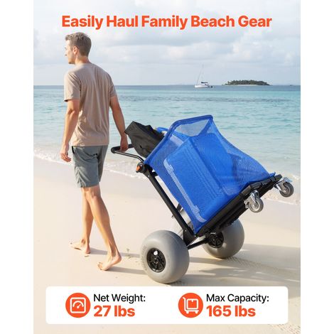 Chariot de Plage Tout-terrain, Chariot de Transport Pliable Charge 75 kg, Charette pour Camping Pêche Jardin Extérieur, avec Roues… (1/5)
