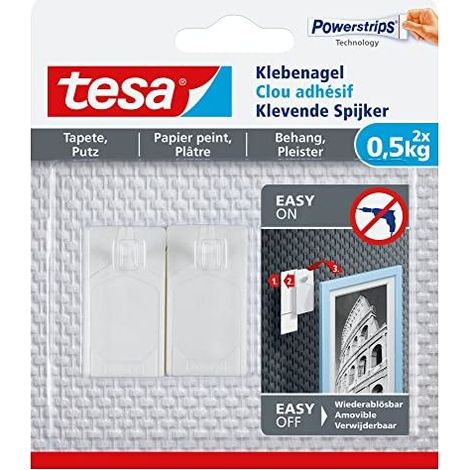 Clavo adhesivo blanco Tesa para decoración mural (1/5)