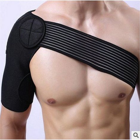 Support d'épaule unique, ceinture de soutien dorsal, sangle de protection réglable et respirante pour la salle de sport et le sport, bandage noir (Couleur : Noir) (1/5)