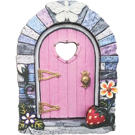 Puertas de hadas para árboles de jardín, puerta en miniatura e-LF para casa de hadas creativa de jardín 2D, cuento de hadas, puerta e-lf, patio, manualidades, decoración al aire libre (1/5)