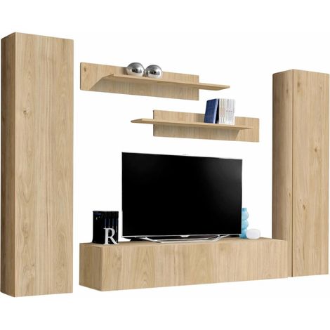 Ensemble Meuble TV Mural "Fly A1" 260cm Naturel (1/2)