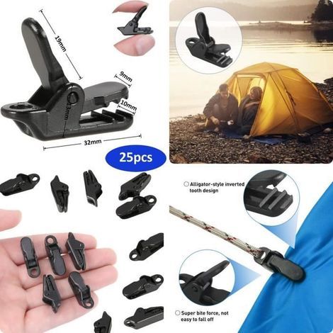 Pinces à bâche,Attache de Bâche,Clip de Bâche de Tente,Clips de Fixation Coupe-Vent,pour Toile d'ombrage,Camping,Auvent,Bannières (1/3)