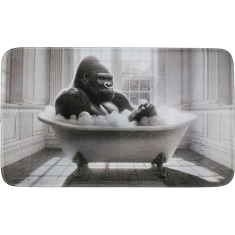 Tapis de bain en polyester Animal 45 x 75 cm Gorille (1/4)