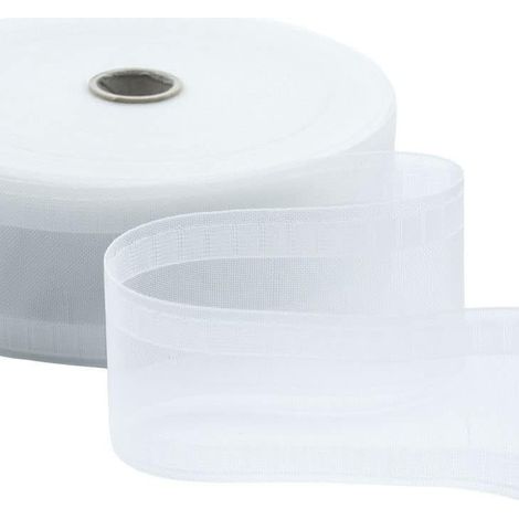 10 Meter langes, weißes, gewelltes Gardinenband mit 100 Haken, kabelloser, transparenter Vorhang mit Kunststoffhaken (1/5)