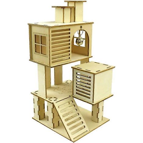 Voici un titre optimisé en français (caractères : 189) :
Cachette en bois pour cochon d'Inde, hamster, souris, hérisson - Refuge Villa Animaux - Maisonnette rongeur - Abri naturel petit animal - Modè (1/4)