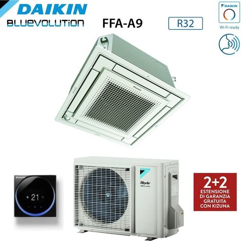 Daikin Vollflach-Kassetten-Klimagerät 21000 BTU FFA60A9 + RZAG60A R-32 Wi-Fi Optional mit Drahtsteuerung und Grill enthalten Madoka Schwarz BRC1H52K,Italien 2+2