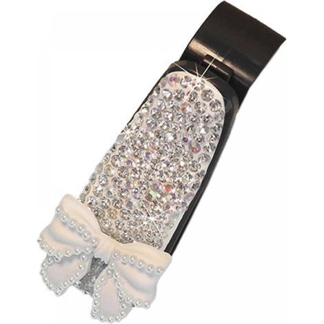 Car Visor Sunglasses Clip, Car Sunglass Holder Clip - Rhinestone Bowknot/Camellia - Car Sunglass Hanging Clip (1/5)