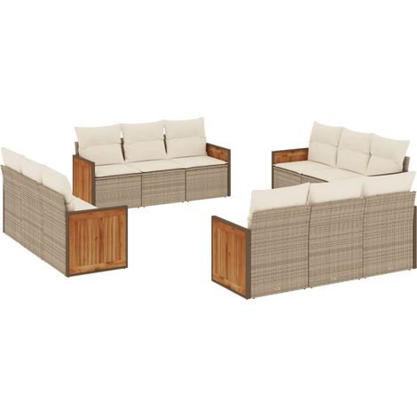 Set Divani da Giardino 12 pz con Cuscini Beige in Polyrattan vidaXL (1/5)
